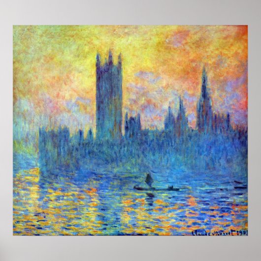 Das Londoner Parlament im Winter von Claude Monet Poster (Vorne)