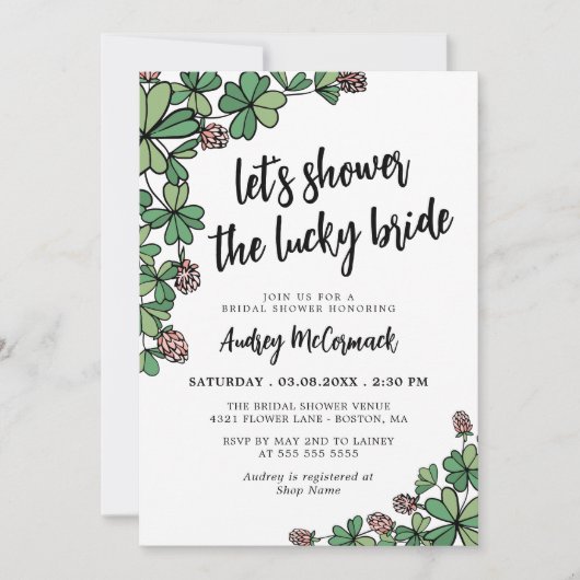 Das Lucky Bride Clover Brautparty duschen Einladung (Vorderseite)