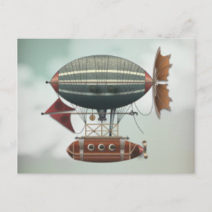 Das Luftschiff Aleutian Steampunk-Flugmaschine Postkarte