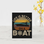 Das lustige Bootfahren von Retro gibt dem Schiff d Karte (Gelbe Blume)