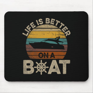 Das lustige Bootfahren von Retro gibt dem Schiff d Mousepad