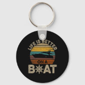 Das lustige Bootfahren von Retro gibt dem Schiff d Schlüsselanhänger (Vorderseite)