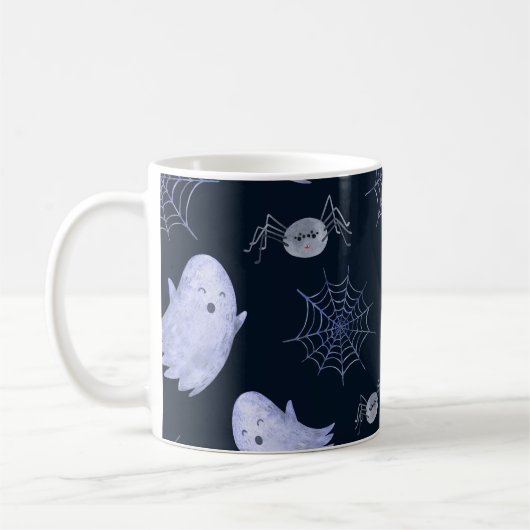 Das lustige Ghost Spider Halloween Muster. Kaffeetasse (Links)