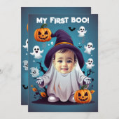 Das lustige Halloween-Baby hat sich ins Loch gesch Einladung (Vorne/Hinten)