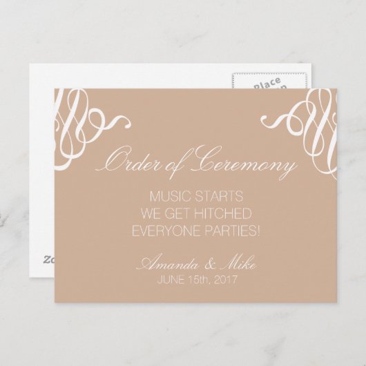 Das lustige und einfache Hochzeitsprogramm Postkarte (Vorne/Hinten)