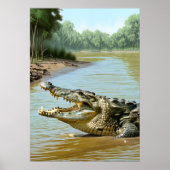 Das mächtige Krokodil im Fluss Poster (Vorne)