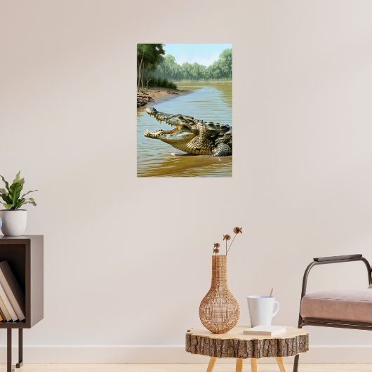Das mächtige Krokodil im Fluss Poster (Wohnzimmer 3)