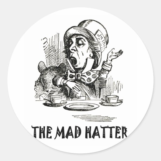 DAS MAD HATTER RUNDER AUFKLEBER (Vorderseite)
