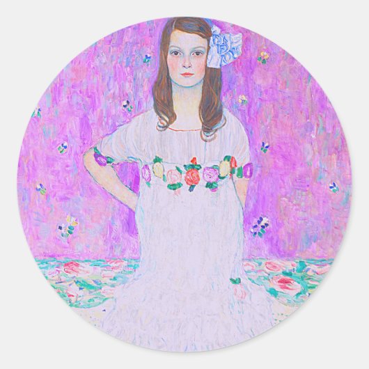 Das Mäda Primavesi-Gemälde von Gustav Klimt Runder Aufkleber (Vorderseite)