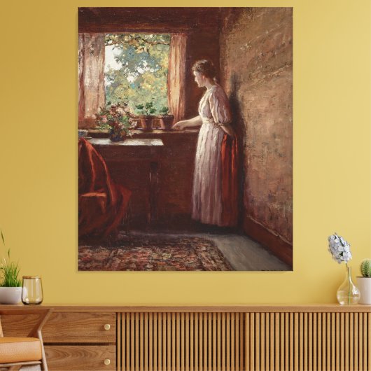 Das Mädchen am Fenster Leinwanddruck (Insitu (Wohnzimmer))