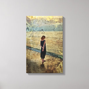 Das Mädchen am Strand Leinwanddruck