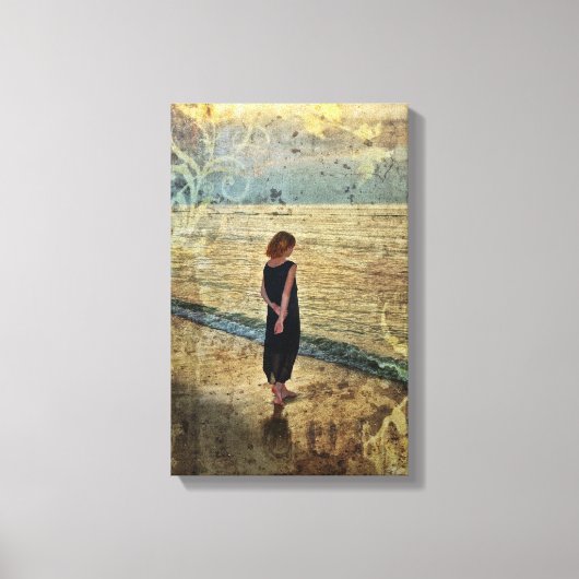 Das Mädchen am Strand Leinwanddruck (Vorderseite)