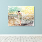 Das Mädchen am Strand Leinwanddruck (Insitu (Holzboden))