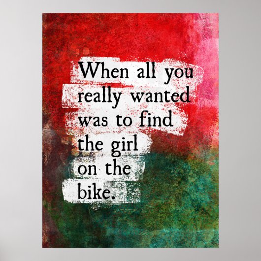Das Mädchen auf dem Bike-Plakat Kunst Poster (Vorne)