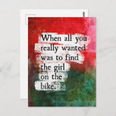 Das Mädchen auf der Bike-Postkarte Postkarte (Vorne/Hinten)