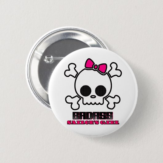 Das Mädchen Badass Seemanns Button (Vorne & Hinten)