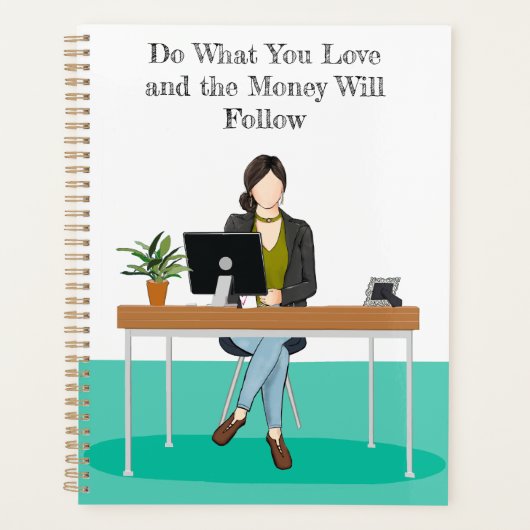 Das Mädchen | Chic White & Aquamarin Planer (Vorderseite)