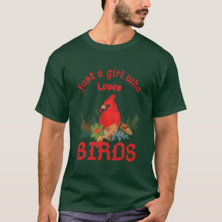 Das Mädchen, das den Vögel liebender Junge T-Shirt