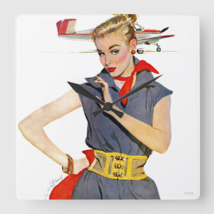 Das Mädchen, das Flugzeuge gestohlen hat Quadratische Wanduhr