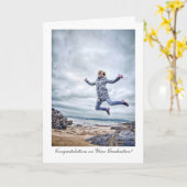 Das Mädchen, das für Freude-Glückwünsche schloss Karte (Gelbe Blume)