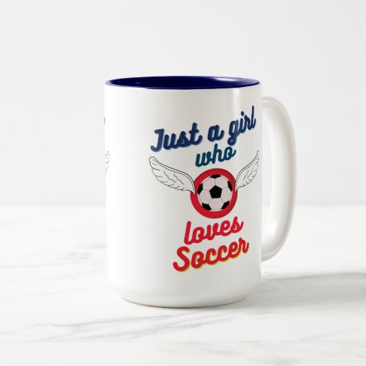 Das Mädchen, das Fußball Lieben Zweifarbige Tasse (VorderseiteRechts)