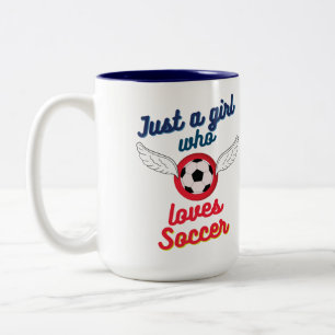 Das Mädchen, das Fußball Lieben Zweifarbige Tasse