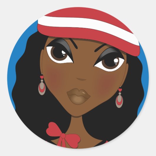 Das Mädchen im Hutsticker Runder Aufkleber (Vorderseite)