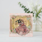 Das Mädchen im rosa Ruffeldkleid Einladung (Stehend Vorderseite)