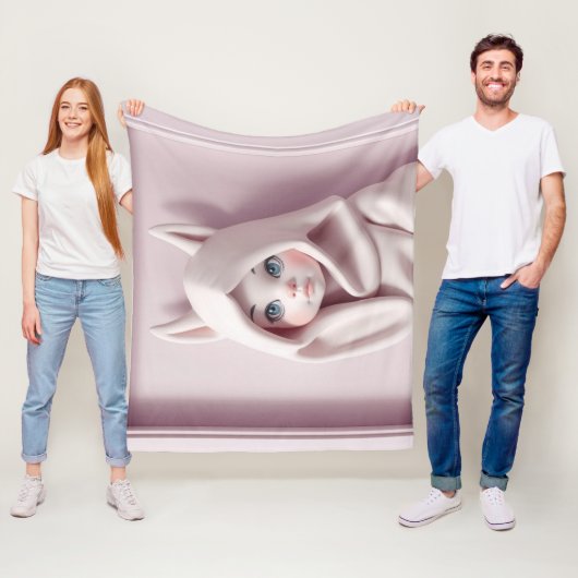 „Das Mädchen im Zaubermantel“ Fleecedecke (Beispiel)