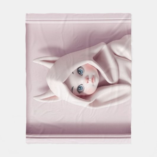 „Das Mädchen im Zaubermantel“ Fleecedecke (Vorderseite)