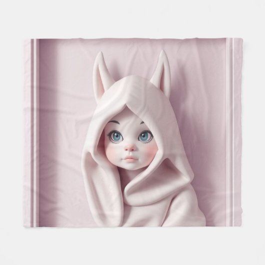 „Das Mädchen im Zaubermantel“ Fleecedecke (Vorderseite (Horizontal))