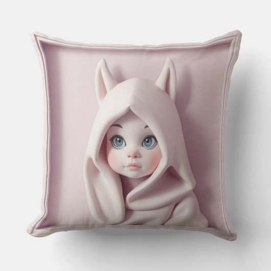 „Das Mädchen im Zaubermantel“ Kissen (Vorderseite)