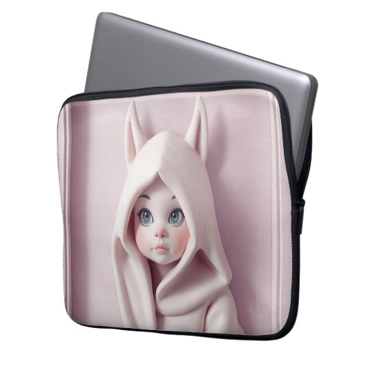 „Das Mädchen im Zaubermantel“ Laptopschutzhülle (Vorderseite Links)