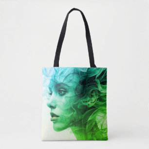 Das Mädchen in den rauchigen Schwirren auf einer w Tasche