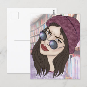 Das Mädchen in der Bibliothek Postkarte
