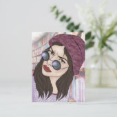 Das Mädchen in der Bibliothek Postkarte (Stehend Vorderseite)