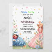 Das Mädchen Liebe Bug Picnic Polka Dot 1. Geburtst Einladung (Vorderseite)