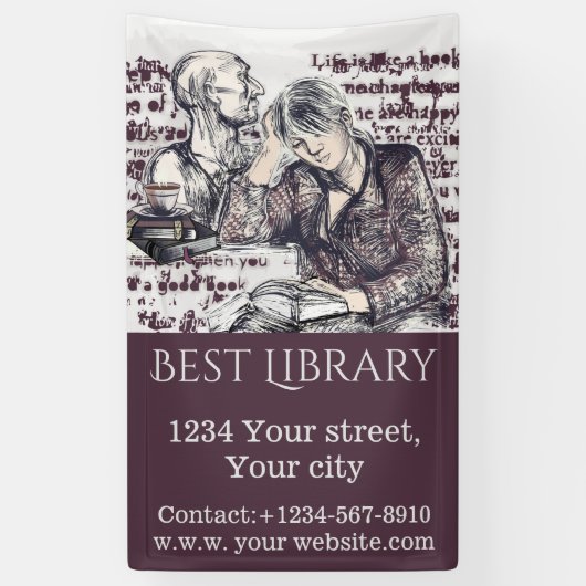 Das Mädchen liest ein Buch Banner (Vertikal)