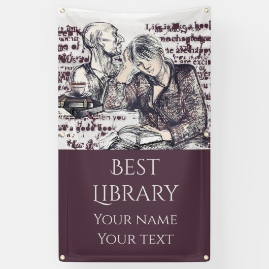 Das Mädchen liest ein Buch Banner (Vertikal)