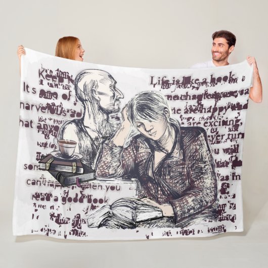 Das Mädchen liest ein Buch Fleecedecke (Beispiel)