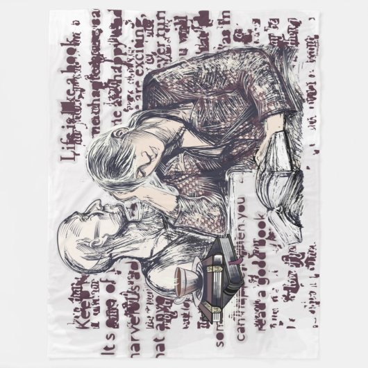 Das Mädchen liest ein Buch Fleecedecke (Vorderseite)