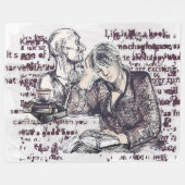 Das Mädchen liest ein Buch Fleecedecke (Vorderseite (Horizontal))