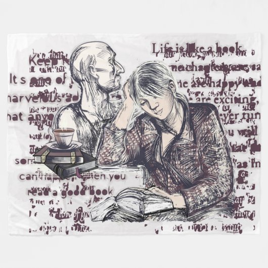 Das Mädchen liest ein Buch Fleecedecke (Vorderseite (Horizontal))