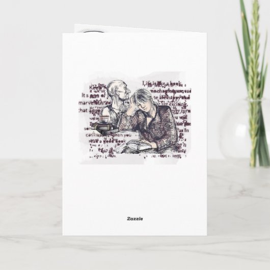 Das Mädchen liest ein Buch Karte (Rückseite)