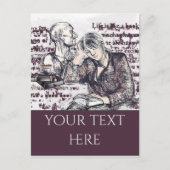 Das Mädchen liest ein Buch Postkarte (Vorderseite)