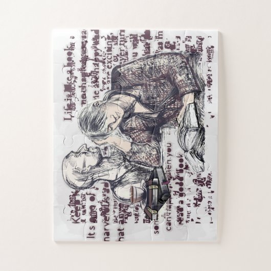 Das Mädchen liest ein Buch Puzzle (Vertikal)