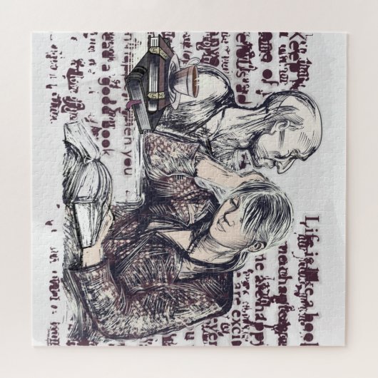 Das Mädchen liest ein Buch Puzzle (Horizontal)