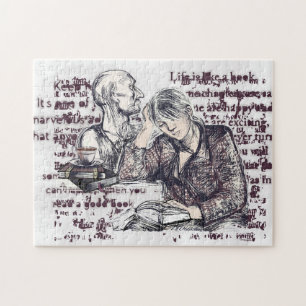 Das Mädchen liest ein Buch Puzzle