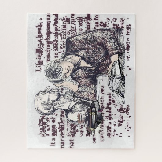 Das Mädchen liest ein Buch Puzzle (Vertikal)