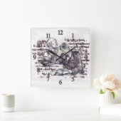 Das Mädchen liest ein Buch Quadratische Wanduhr (Zuhause)